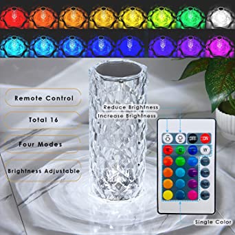 16-Color RGB Crystal Diamond Touch Lamp